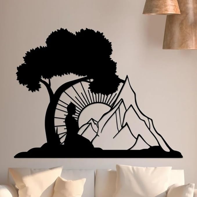 BLIND SHOP Metal Buddha Wall Art, Meditation Decor, Zen Wall Art, Yoga Lover Gift, Spiritual Wall Art, Asian Wall Art, Yoga Sign, Relaxing Wall Art - My Store