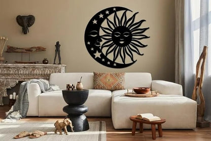 Sun And Moon Metal Sign Wall Art, Day And Night Sign, Celestial Wall Art, Housewarming Gift, Mystic Home Decor, yoga Room Wall Art - My Store