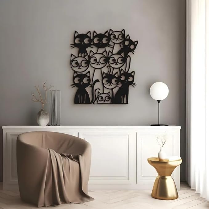 Funny Cats Metal Wall Art, Cute Home Decor Accent, Animal Wall Art - My Store