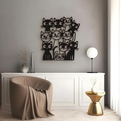 Funny Cats Metal Wall Art, Cute Home Decor Accent, Animal Wall Art - My Store