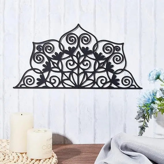 Half Flower Wall Decoration, Black Wall Hanging Decor Silhouette Wall Art for Home Bedroom Living Room Bathroom Kitchen Office Garden Hotel Wall Decoration, 30 x 30 cm - My Store