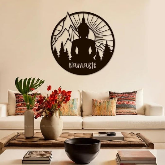 Buddha Wall Art, Meditation Wall Decor, Namaste METAL Sign, Yoga Wall Art, Zen Artwork, Meditation Room Decor, Spiritual Gift, Hindu Wall Art - My Store