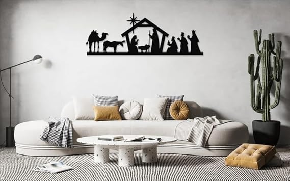 BLIND SHOP Nativity Metal Wall Decor, Nativity, Nativity Sign, Nativity Star, Jesus, Jesus, Christian, Christian Art, Christmas, Gift (40x15x1.5