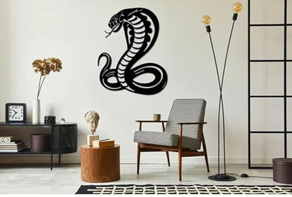 BLIND SHOP Metal Cobra Snake Wall Art, Charming Cobra Snake Metal Wall Art, Cobra Snake Wall Decor, Wild Life Animal Decor, Patio And Outdoor Decor