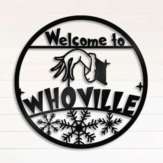 BLIND SHOP Welcome to Whoville Grinch Home Decor - Grinch Funny Hands Sign - Xmas Holiday - Gifts for New Home - Grinch Metal Decor - Grich Christmas