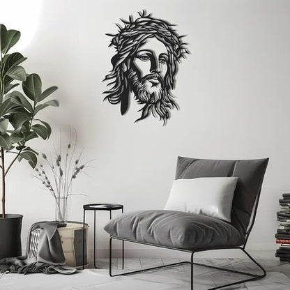 Jesus Metal Wall Art, Laser Cut Detailed Silhouette of Jesus Christ Portrait - Modern Religious Decor for Faith and Inspiration, Christian