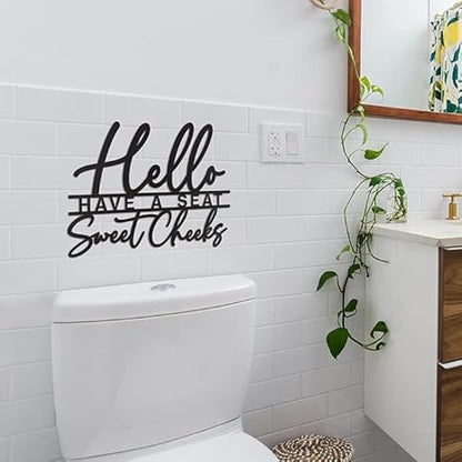 Hello Sweet Cheeks METAL WALL (15x11 cm) Modern Black Rectangular Tabletop Decorative Sign