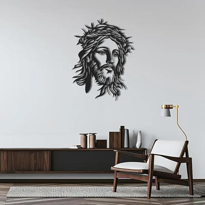 Jesus Metal Wall Art, Laser Cut Detailed Silhouette of Jesus Christ Portrait - Modern Religious Decor for Faith and Inspiration, Christian