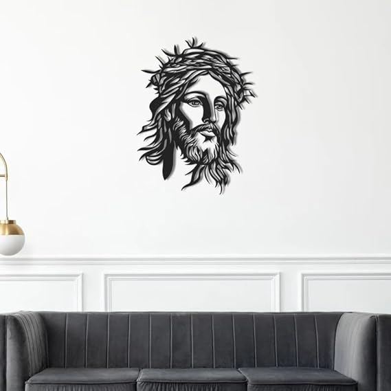 Jesus Metal Wall Art, Laser Cut Detailed Silhouette of Jesus Christ Portrait - Modern Religious Decor for Faith and Inspiration, Christian