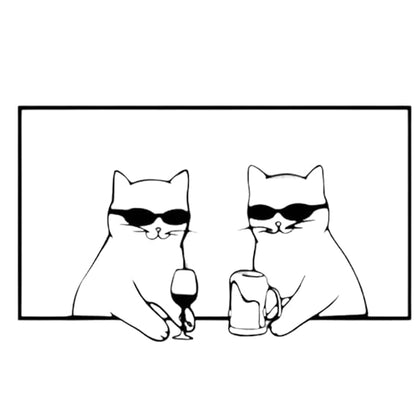 BLIND SHOP Cool Cats Drinking Metal Wall Art, Fun Black Cat Wall Hanging, Minimalist Line Art, Animal Metal Wall Art, Metal Wall Decor, Metal Wall Art (50X33X1.5 CM)