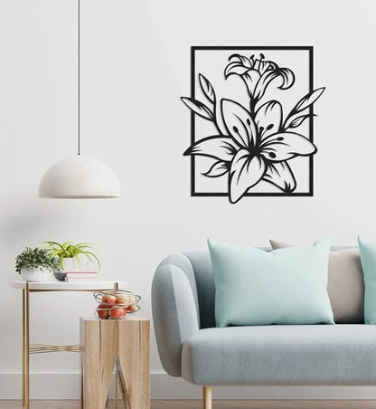 Lily Metal Wall Decor, Metal Flower Wall Decoration,Floral Lily Wall Art Hangings For Home, Office, Living room, Above bed (45cmx49cm) Visit the Herrlich Homes Store - My Store
