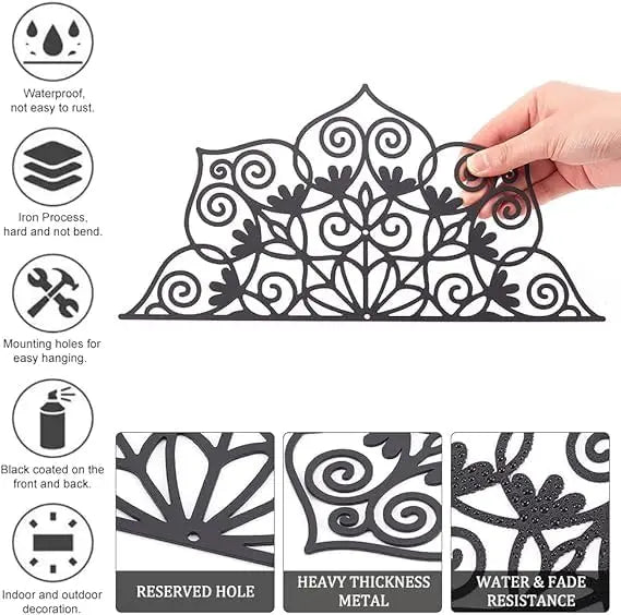 Half Flower Wall Decoration, Black Wall Hanging Decor Silhouette Wall Art for Home Bedroom Living Room Bathroom Kitchen Office Garden Hotel Wall Decoration, 30 x 30 cm - My Store