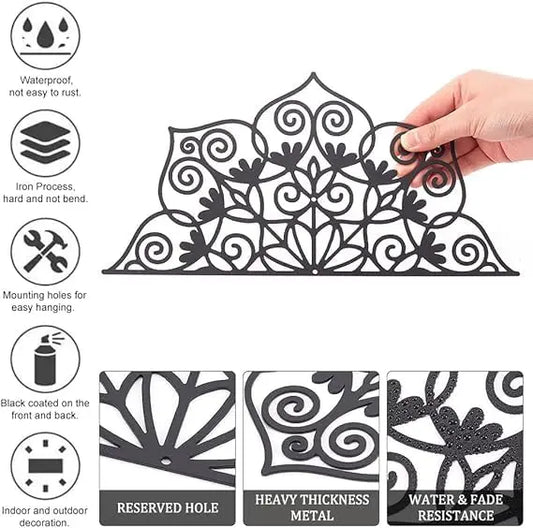 Half Flower Wall Decoration, Black Wall Hanging Decor Silhouette Wall Art for Home Bedroom Living Room Bathroom Kitchen Office Garden Hotel Wall Decoration, 30 x 30 cm - My Store