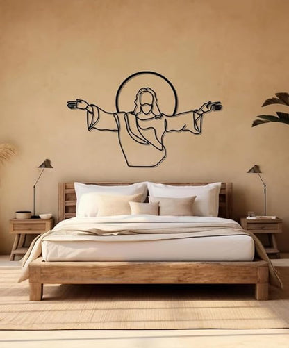 BLIND SHOP Jesus Line Metal Wall Art, Christian Easter Home Decor Gift, Christian Religious Gift, Jesus the Christ Wall Decor, Jesus Portrait Art