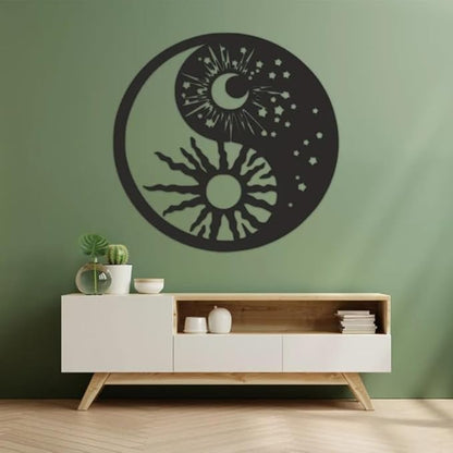 Yin yang symbol sun moon buddhism, (42x42 Cm) Yin Yang Metal Wall Art,Metal Wall Decor,Perfect for Indoor and Outdoor Spaces,Wall Sign Gift - My Store