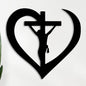 trademubarak Jesus in Abstract Heart - Modern Christian Wall A Jesus in Cross Christian Wall Décor - Jesus Wall Art, Christian Metal Wall Art (45 cm 18 inches 1.5 feet, Matte Black)
