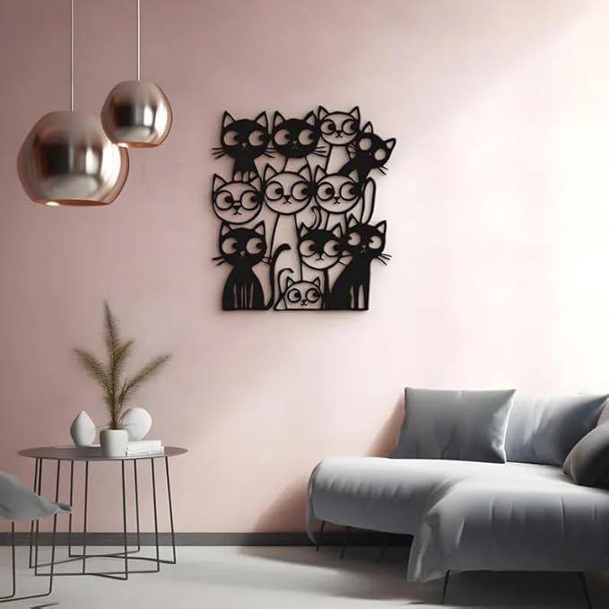 Funny Cats Metal Wall Art, Cute Home Decor Accent, Animal Wall Art - My Store