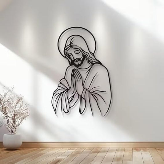 BLIND SHOP Jesus Metal Wall Decor | Christian Wall Art | Lord Jesus Cross Metal Hanging | Large Religious Home Decor (50X33X1.5 CM)