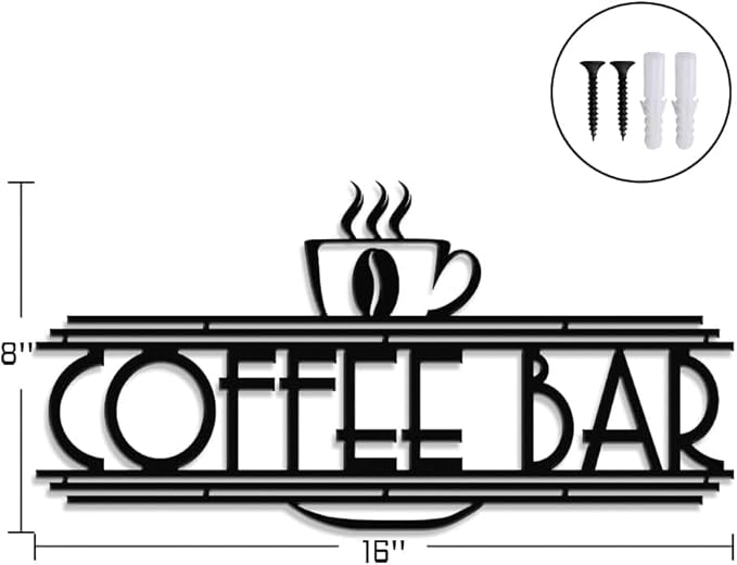 Coffee Sign Metal Wall Decor | Coffee Bar Wall Art | Metal Coffee and Tea Bar Wall Hanging | Kitchen Decor Accessories BLIND SHOP JAIPUR