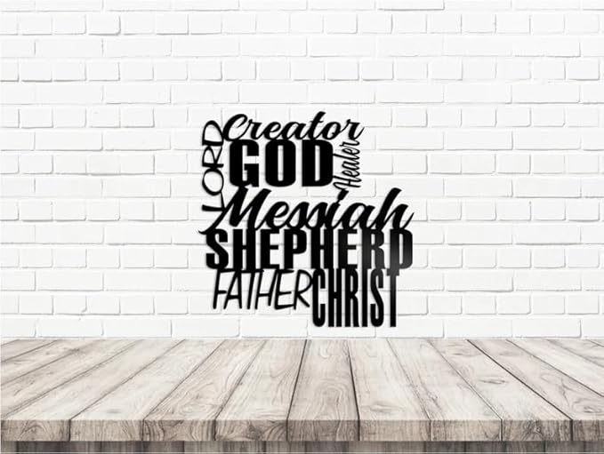 Names of God Sign, God Word Cloud, Christian Home Decor | Cross Wall Decor | Metal Wall Art BLIND SHOP JAIPUR