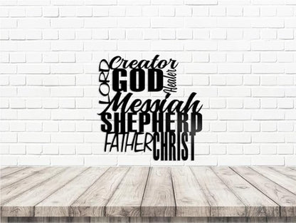 Names of God Sign, God Word Cloud, Christian Home Decor | Cross Wall Decor | Metal Wall Art BLIND SHOP JAIPUR