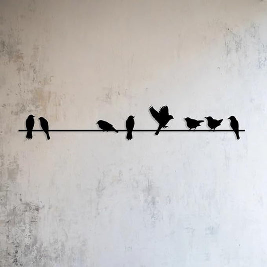 Metal Wall Art, Metal Decor Birds on a wire, Indoor outdoor garden sign, Gift for home decor, Door entry Wall hangings, Outdoor metal birds - My Store