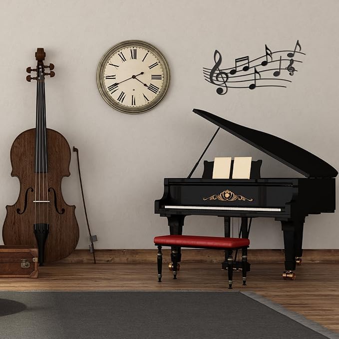 Music Note Wall Decor - Vintage Metal Music Notes Wall Art for Living Room, Bedroom, Front Porch - Black Hanging Sign - My Store