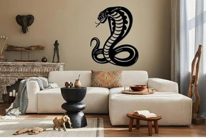 BLIND SHOP Metal Cobra Snake Wall Art, Charming Cobra Snake Metal Wall Art, Cobra Snake Wall Decor, Wild Life Animal Decor, Patio And Outdoor Decor