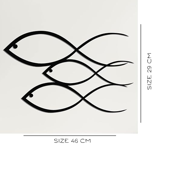 BLIND SHOP Fish Family Metal Wall Art – Elegant Animals Metal Wall Decor for Home, Office, Bedroom, or Living Room (46x29x1.5 CM)