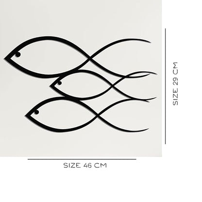 BLIND SHOP Fish Family Metal Wall Art – Elegant Animals Metal Wall Decor for Home, Office, Bedroom, or Living Room (46x29x1.5 CM)