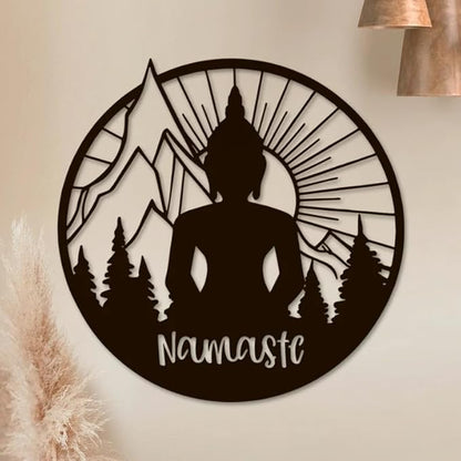 Buddha Wall Art, Meditation Wall Decor, Namaste METAL Sign, Yoga Wall Art, Zen Artwork, Meditation Room Decor, Spiritual Gift, Hindu Wall Art - My Store