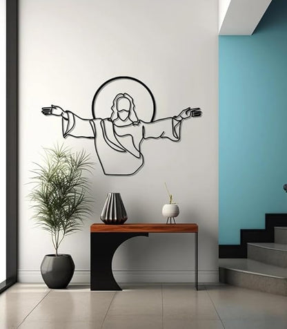 BLIND SHOP Jesus Line Metal Wall Art, Christian Easter Home Decor Gift, Christian Religious Gift, Jesus the Christ Wall Decor, Jesus Portrait Art