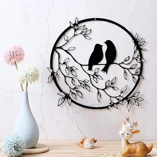 BLIND SHOP Bird On Tree Branch Metal Wall Art for Living Room | Bedroom Decoration Items for Wall | 3d Wall Hanging Decorative Item for Home Décor