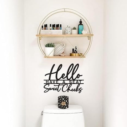 Hello Sweet Cheeks METAL WALL (15x11 cm) Modern Black Rectangular Tabletop Decorative Sign