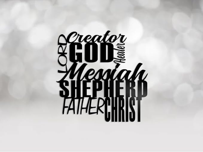 Names of God Sign, God Word Cloud, Christian Home Decor | Cross Wall Decor | Metal Wall Art BLIND SHOP JAIPUR