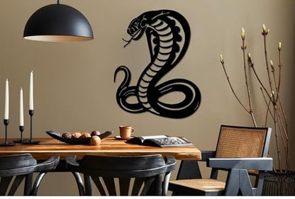 BLIND SHOP Metal Cobra Snake Wall Art, Charming Cobra Snake Metal Wall Art, Cobra Snake Wall Decor, Wild Life Animal Decor, Patio And Outdoor Decor