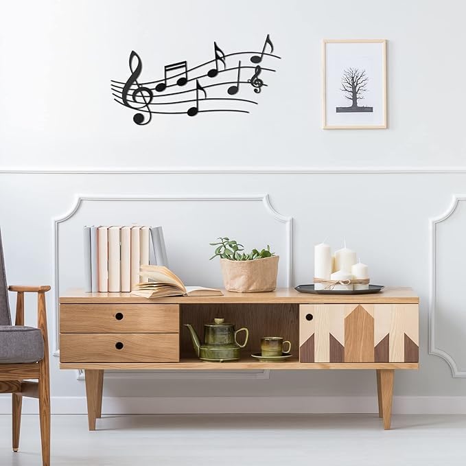 Music Note Wall Decor - Vintage Metal Music Notes Wall Art for Living Room, Bedroom, Front Porch - Black Hanging Sign - My Store