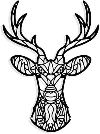 BLIND SHOP Metal Wall Decoration with Deer Head, Black Matte Animal Hanging Decor Silhouette Wall Art for Home Bedroom Living Room Bathroom Kitchen Office Hotel Wall Decoration, 20.9 × 28.2 cm