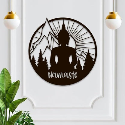 Buddha Wall Art, Meditation Wall Decor, Namaste METAL Sign, Yoga Wall Art, Zen Artwork, Meditation Room Decor, Spiritual Gift, Hindu Wall Art - My Store