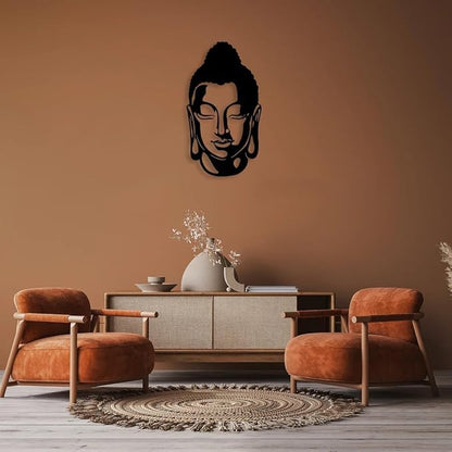 Metal Buddha Sculpture Wall Art -Black Showpiece for Living Room, Office, Bedroom, and Kitchen -Hanging Decor - My Store