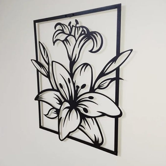 Lily Metal Wall Decor, Metal Flower Wall Decoration,Floral Lily Wall Art Hangings For Home, Office, Living room, Above bed (45cmx49cm) Visit the Herrlich Homes Store - My Store