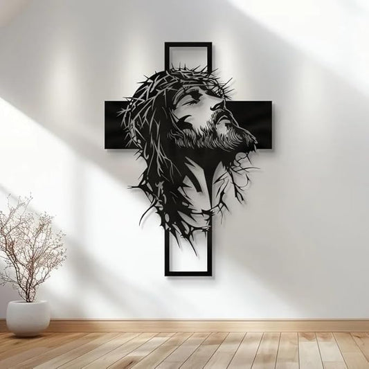Metal Wall Art - Jesus and the Cross Decor, Large Christian Home Decor BLIND SHOP JAIPUR