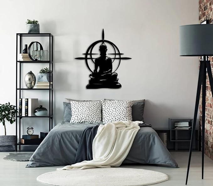 Metal Wall Sign | Yoga Studio Decor | Meditation Art | Spiritual accessory | 30 iches | Black - My Store