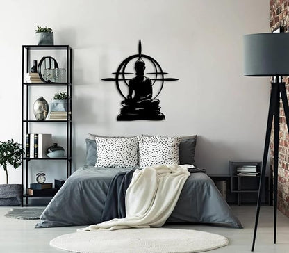 Metal Wall Sign | Yoga Studio Decor | Meditation Art | Spiritual accessory | 30 iches | Black - My Store