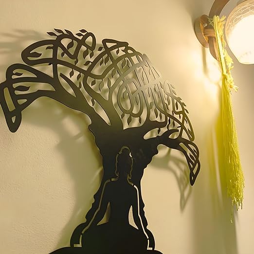 Buddha Under Tree Wall Hanging Arts Home Decor, Durable, good ambience Metal Wall Art For Bedroom,Living Room,Drawing room,Hotel,Office,Home Garden - My Store