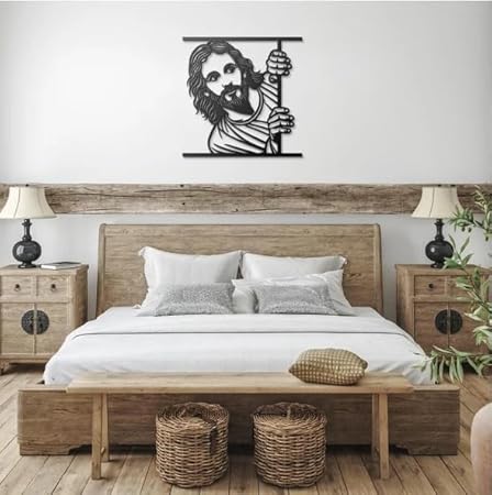 Funny Jesus Peeking Metal Art Sign-I Saw That Art Unique Religious Baptism Christmas Gifts