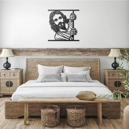 Funny Jesus Peeking Metal Art Sign-I Saw That Art Unique Religious Baptism Christmas Gifts