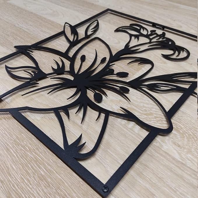 Lily Metal Wall Decor, Metal Flower Wall Decoration,Floral Lily Wall Art Hangings For Home, Office, Living room, Above bed (45cmx49cm) Visit the Herrlich Homes Store - My Store
