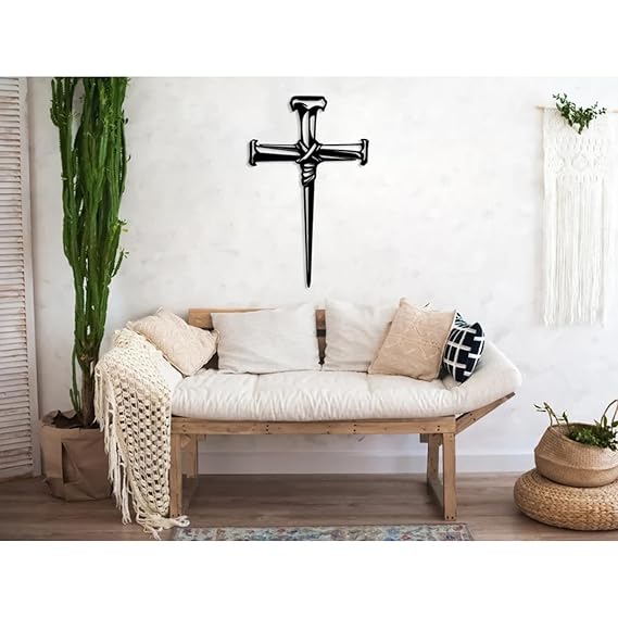 BLIND SHOP Cross Faith Metal Wall Art, Christian Religious Decor, Jesus Cross Metal Wall Decor, Christian Home Gift, Faith Decor, Easter Home Decor Art