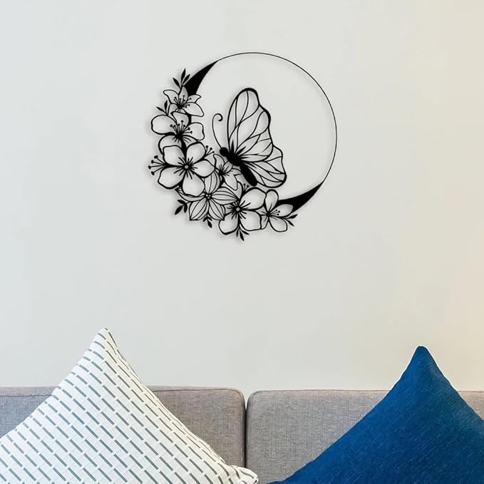 Flowers Ring Butterfly Metal Wall Art, butterfly Tree Decor, Wildlife Wall Art, Large Wall Art, Above Fireplace Decor,Animal Decor, butterfly Lover Gift,Man Cave Gift - My Store